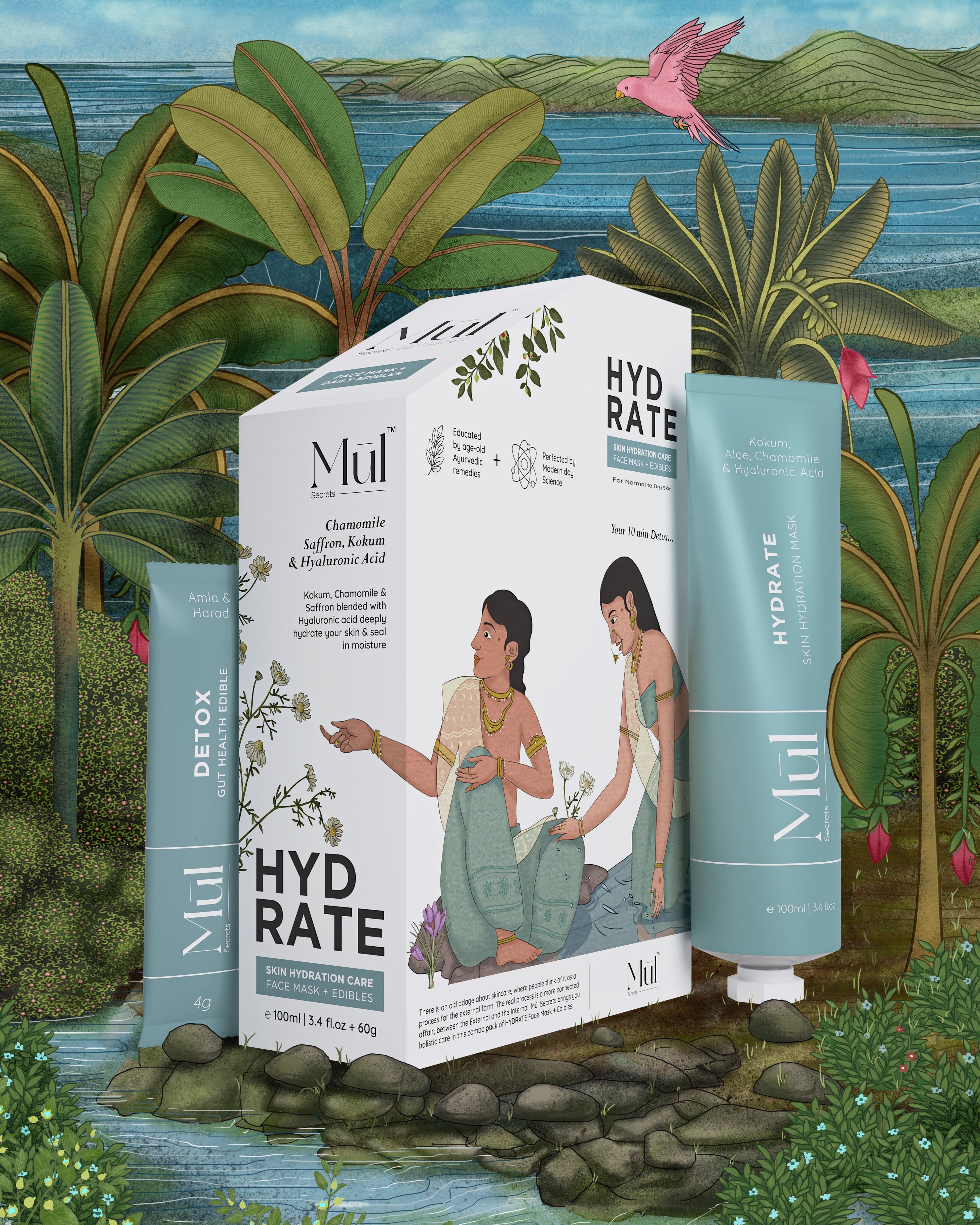 Hydrate Skin Hydration Combo: Moisturizing facemask & Ayurvedic drink for hydrated skin